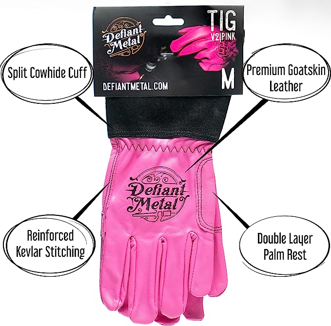 Pink Defiant Metal TIG Gloves