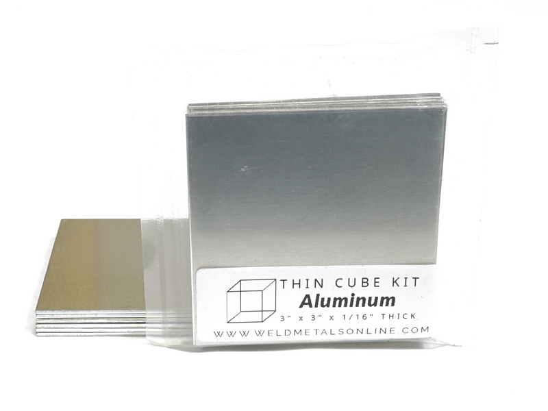 Thin aluminum cube TIG welding practice kit 3 inches by 3 inches by 1/16 inch