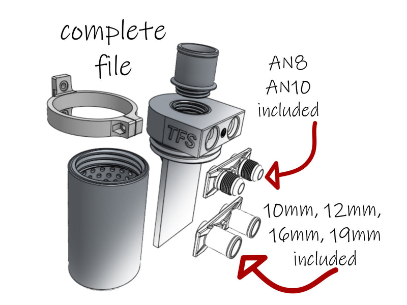 3D Printed Vented Oil Catch Can Complete STL File