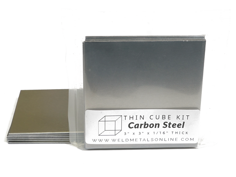 Thin Cube Kit carbon steel 3" x 3" x 1/16" thickThin carbon steel cube TIG welding practice kit 3 inches by 3 inches by 1/16 inch