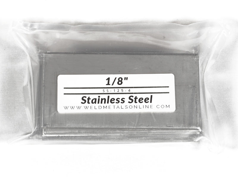 Stainless Steel TIG Welding Starter Kit – (20) 1/16” 304 Stainless Steel Coupons, (20) 1/8” 304 Stainless Steel Coupons - 1 Universal Tungsten – 3 Diameters of ER308L Stainless Steel Filler