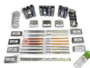 Master Kit TIG welding practice tubes practice aluminum pie cuts practice steel pie cuts aluminum coupons aluminum cube aluminum filler carbon steel coupons carbon steel cube steel filler stainless steel coupons stainless steel cubes stainless steel filler one pack of titanium coupons titanium filler 10 pack of tungsten