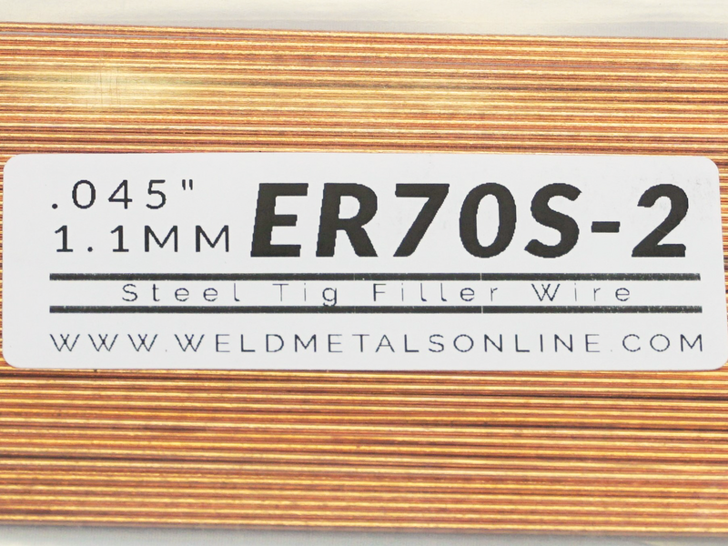 Steel TIG filler wire .035 inches 0.9 millimeters .045 inches 1.1 millimeters 1/16 inches 1.6 millimeters