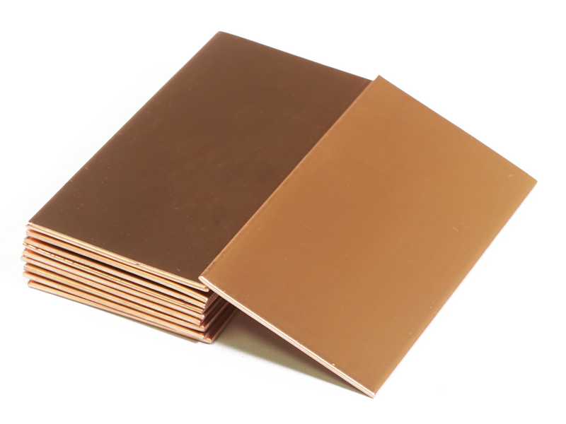 Pack of 10 Copper coupons 2 inches by 4 inches by 1/16 inch thick