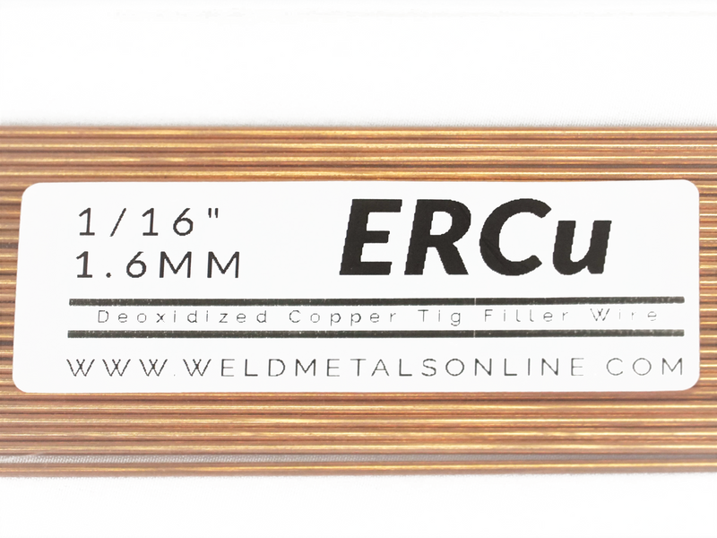 Copper TIG filler wire 1/16 inches 1.6 millimeters