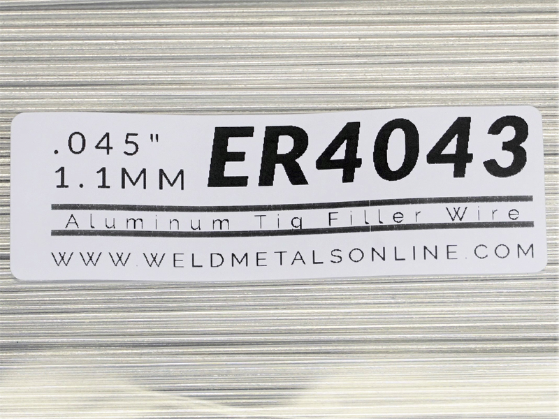 aluminum TIG filler wire .045 inches 1.1 millimeters 1/16 inches 1.6 millimeters 3/32 inches 2.4 millimeters