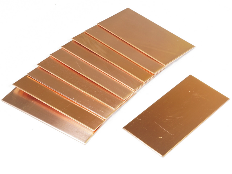 Pack of 10 Copper coupons 2 inches by 4 inches by 1/16 inch thick